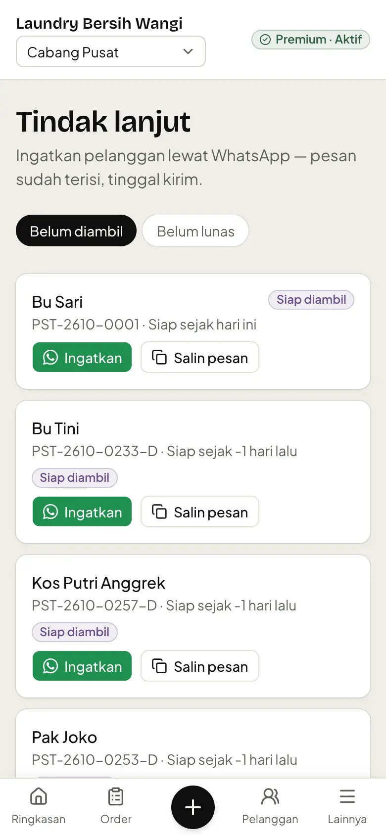 Daftar tindak lanjut