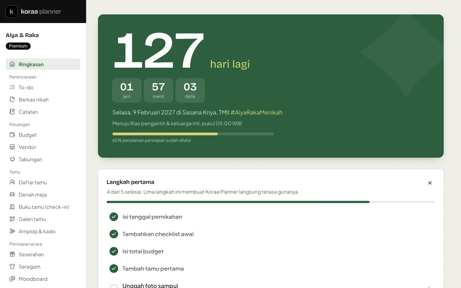 Dashboard Koraa Planner di laptop